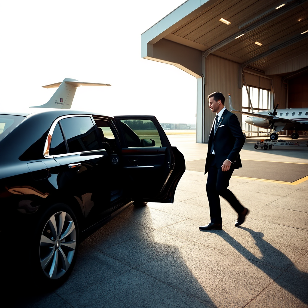 Chauffeur arrival at private terminal