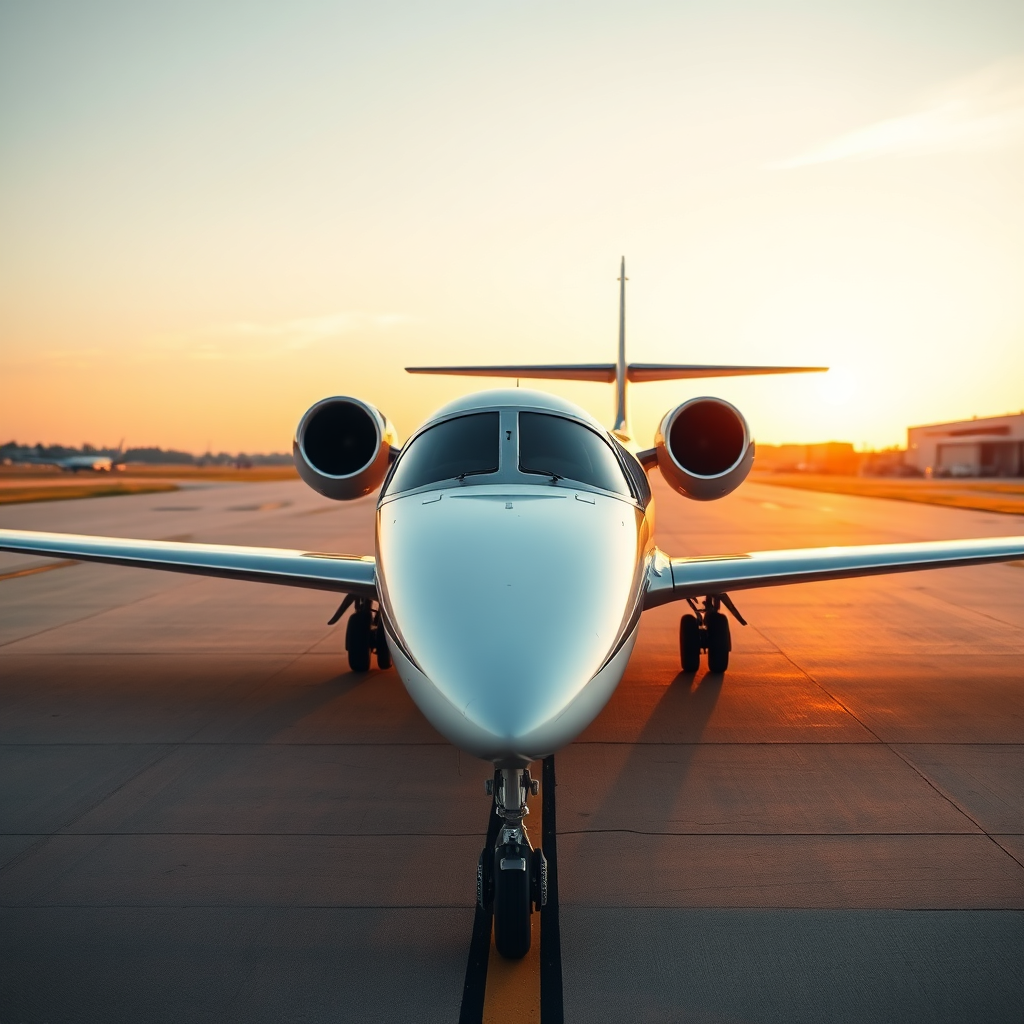 Private jet at golden hour