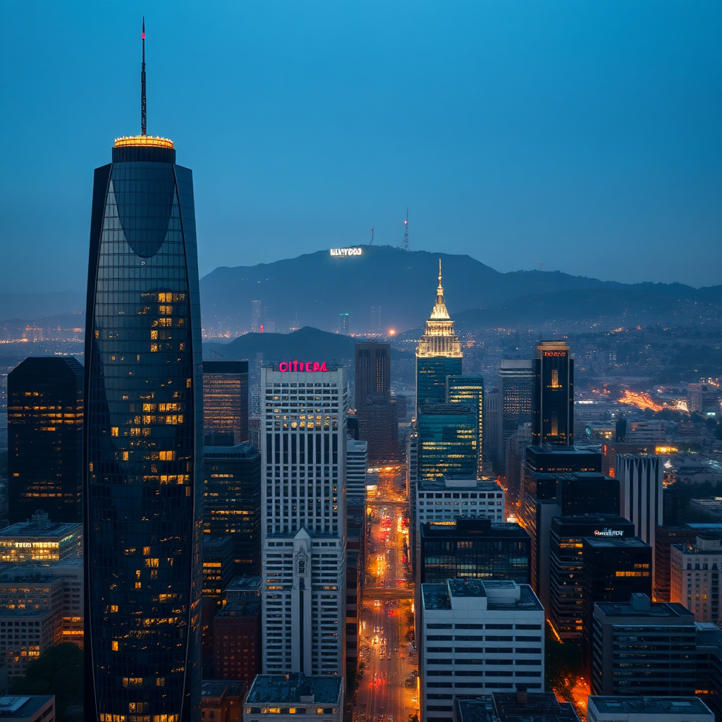 Los Angeles cityscape at dusk