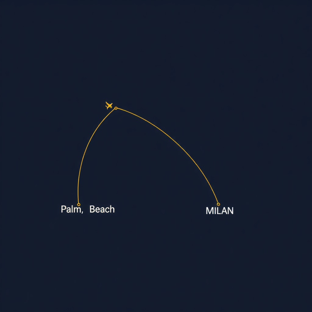 Palm Beach to Milan flight route map