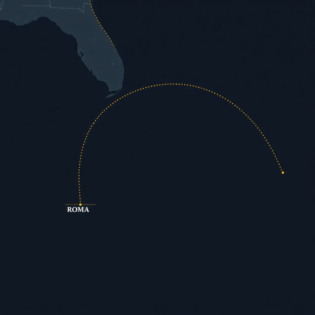 Transatlantic Flight Path PBI to FCO