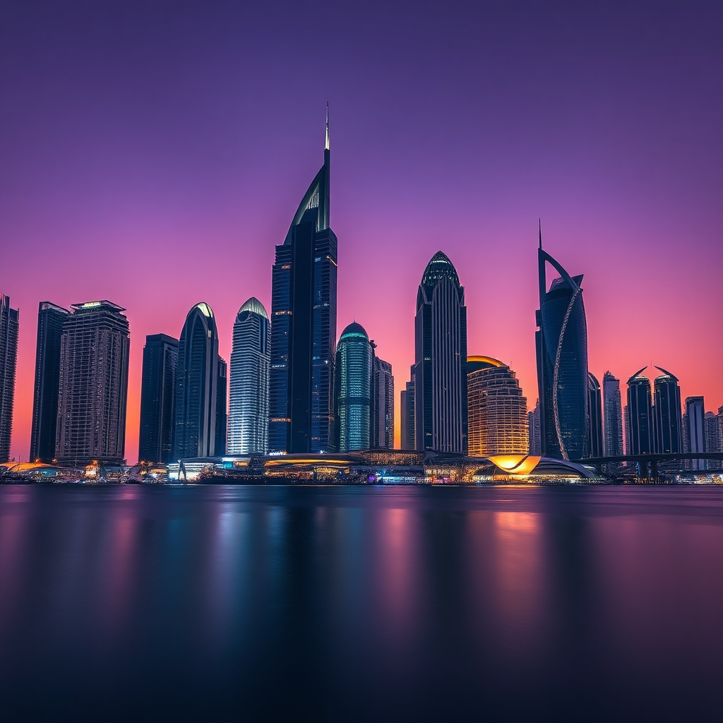 Dubai marina at dusk