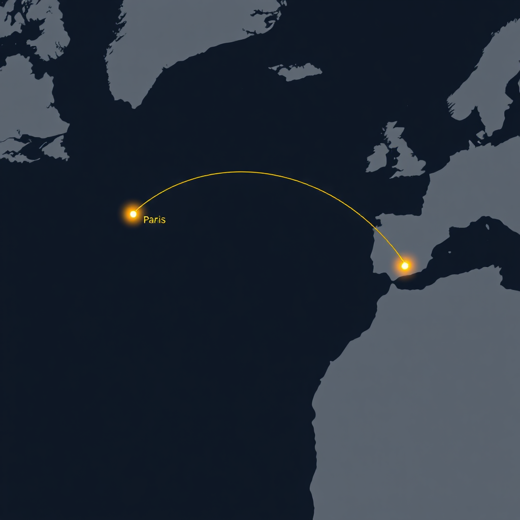 Paris to Palm Beach Route Map
