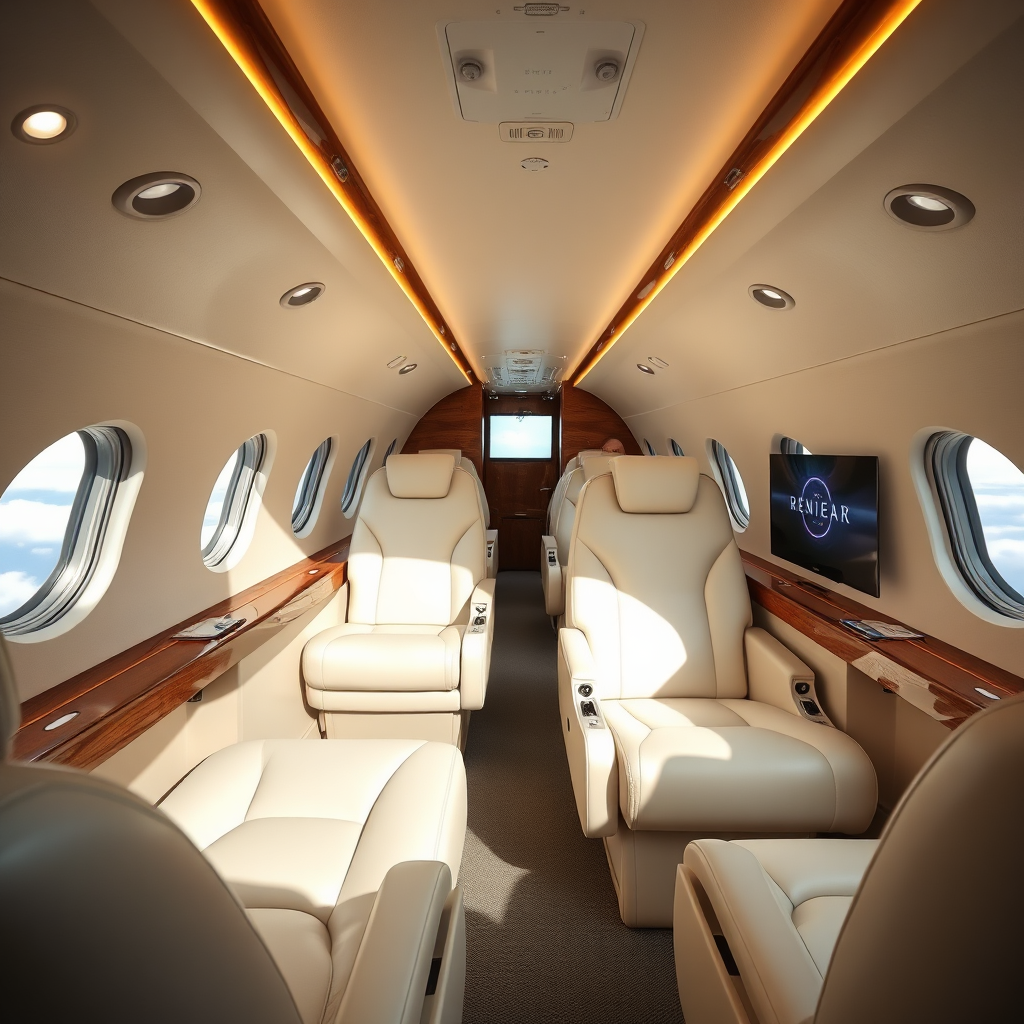 Modern jet cabin interior