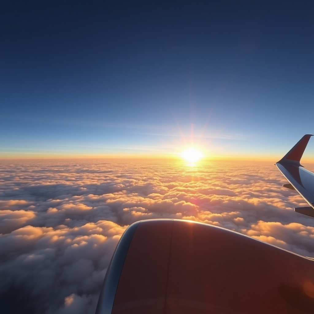Jet cruising above Atlantic