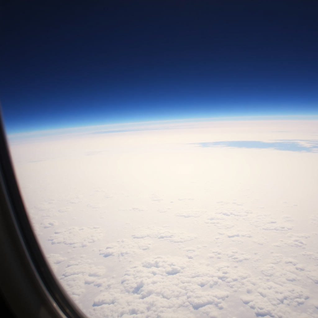 High-altitude Atlantic horizon view