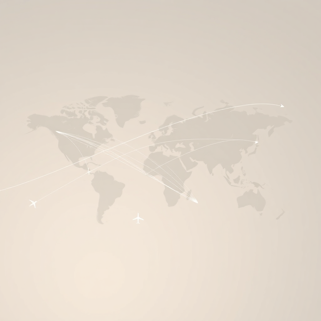 Global flight routes converging on New York