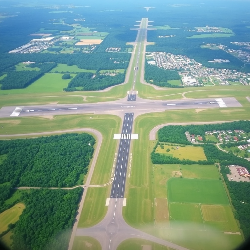 Aerial of Westchester County airport approach