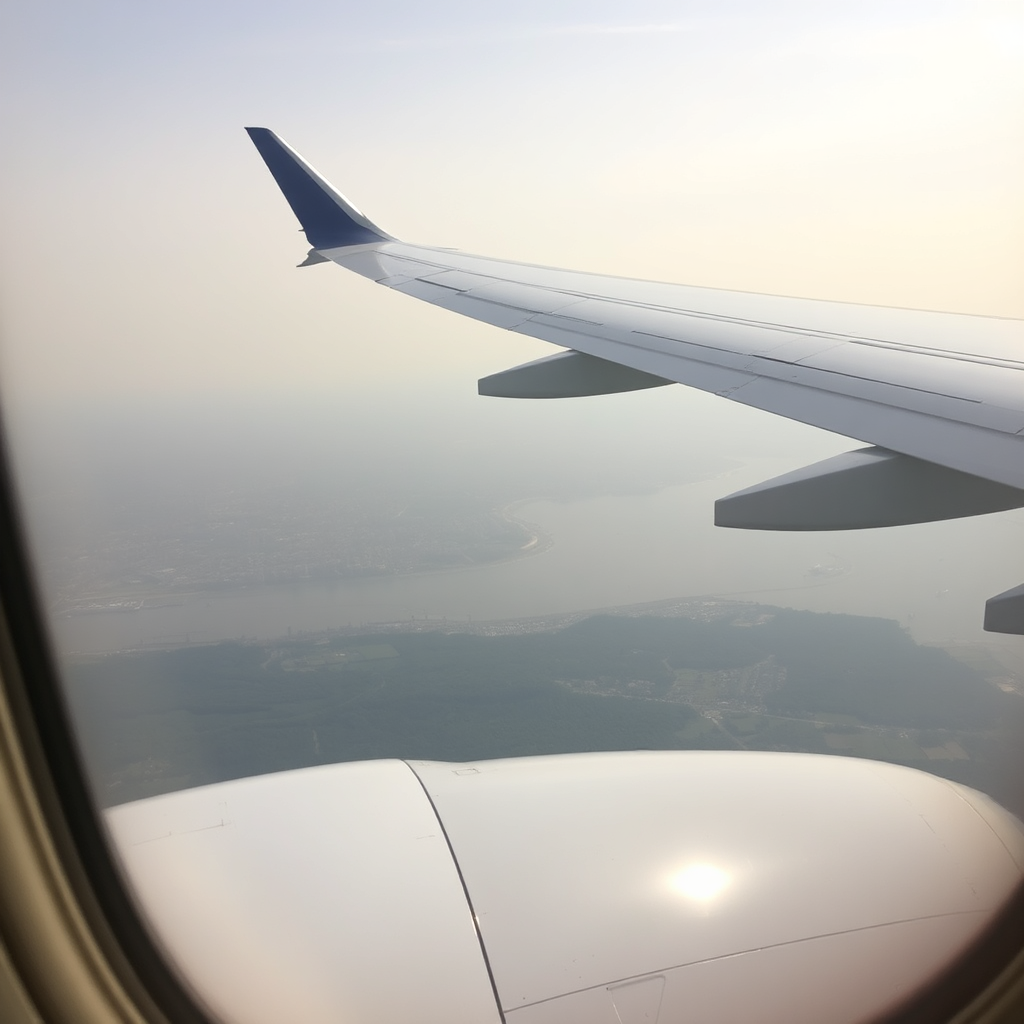 Aerial view approaching New York