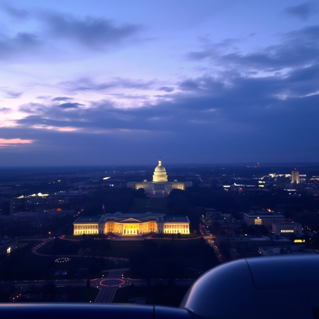 Aerial approach into Washington D.C.