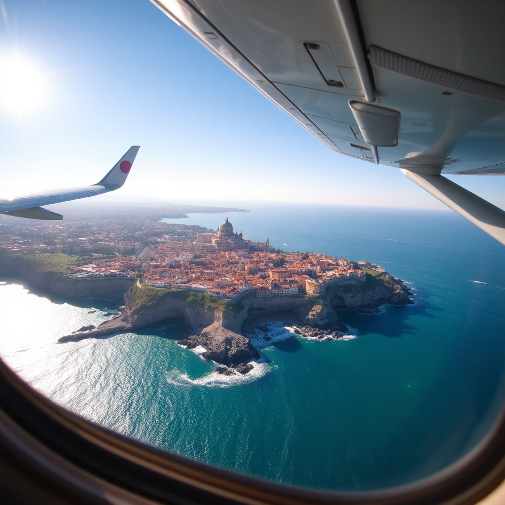 Aerial view of Rome coast