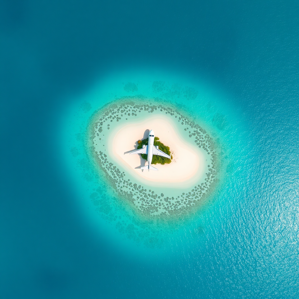Aerial view of jet departing Bahamas