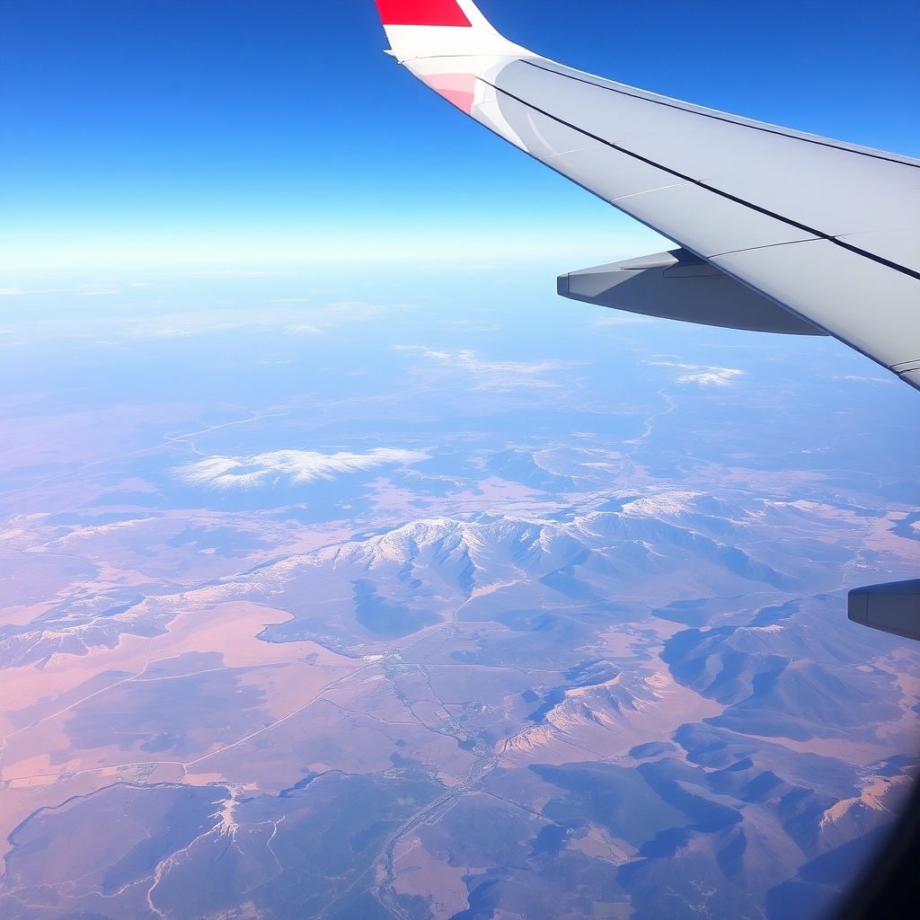 Aerial wing view over US