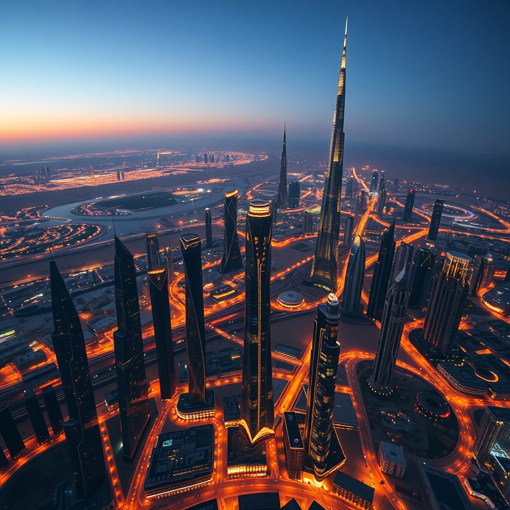 Dubai skyline at night