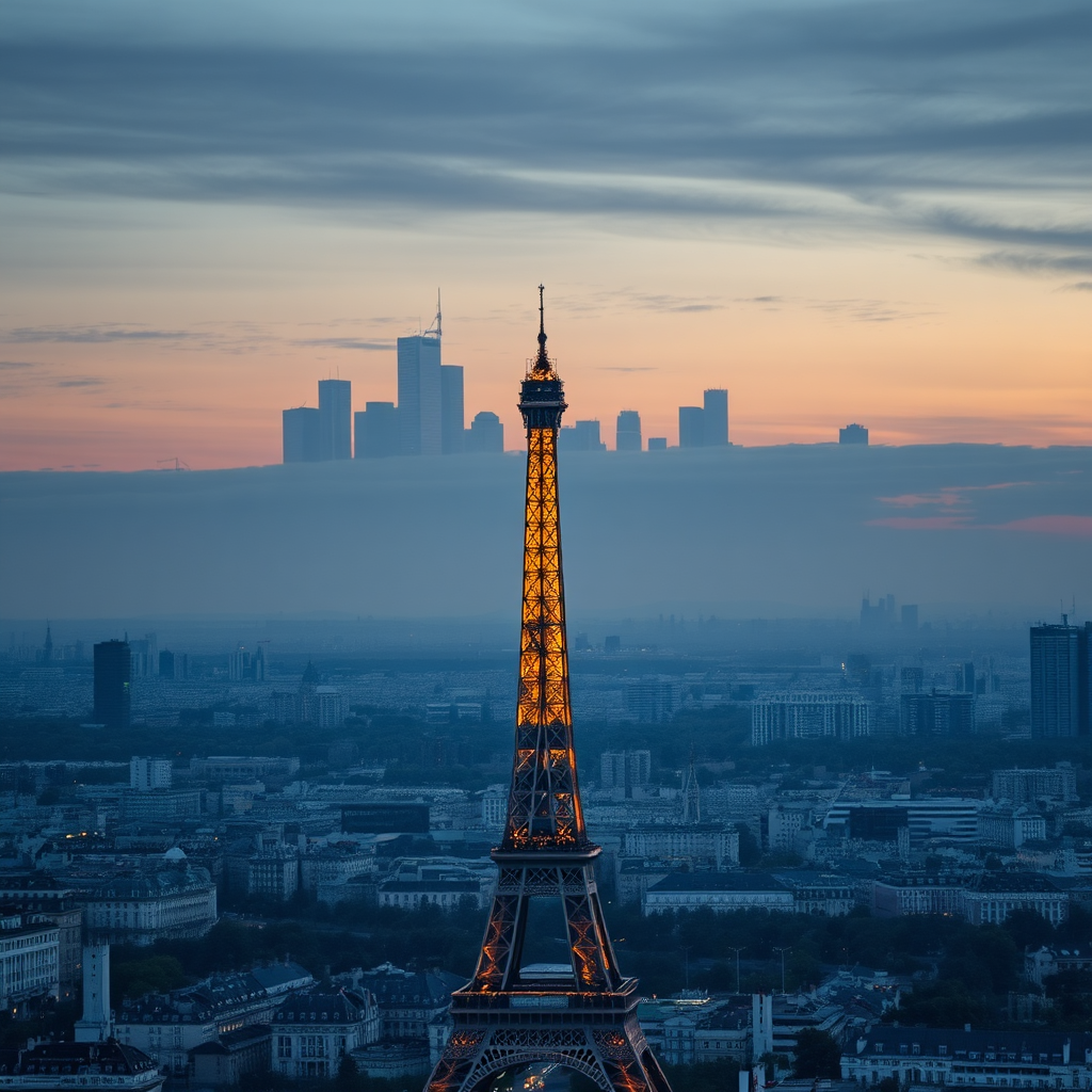 Aerial view of Paris skyline