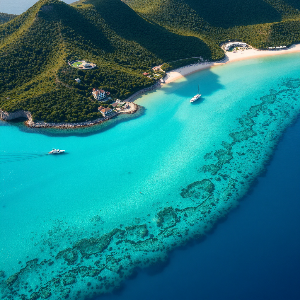Aerial view of St. Barts coastline