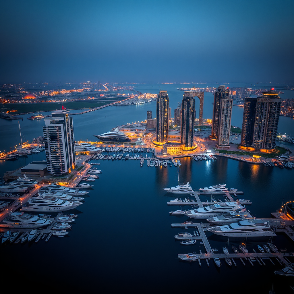 Dubai marina aerial view