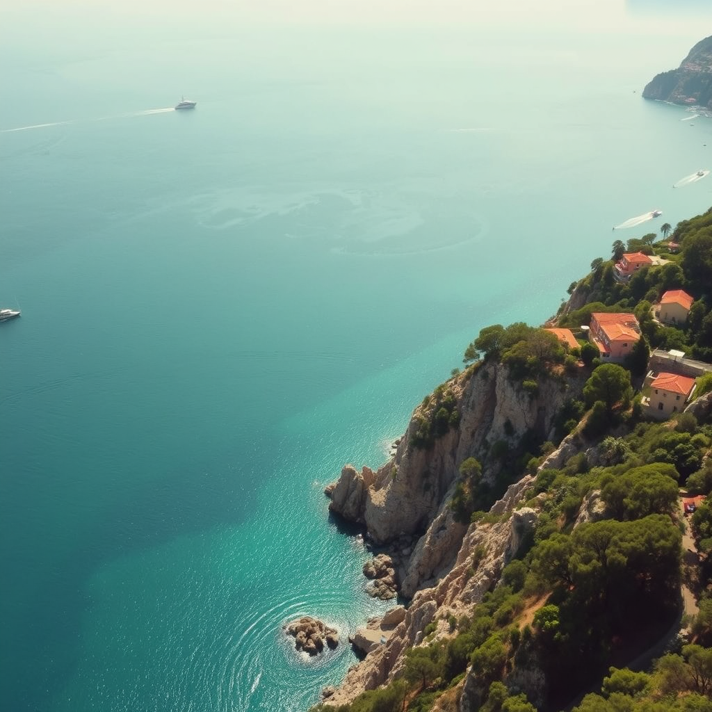 Aerial view of the French Riviera coastline
