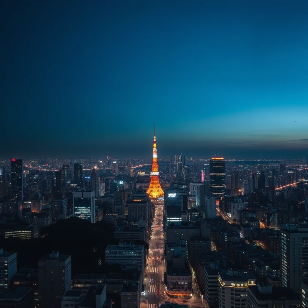 Tokyo aerial view at evening