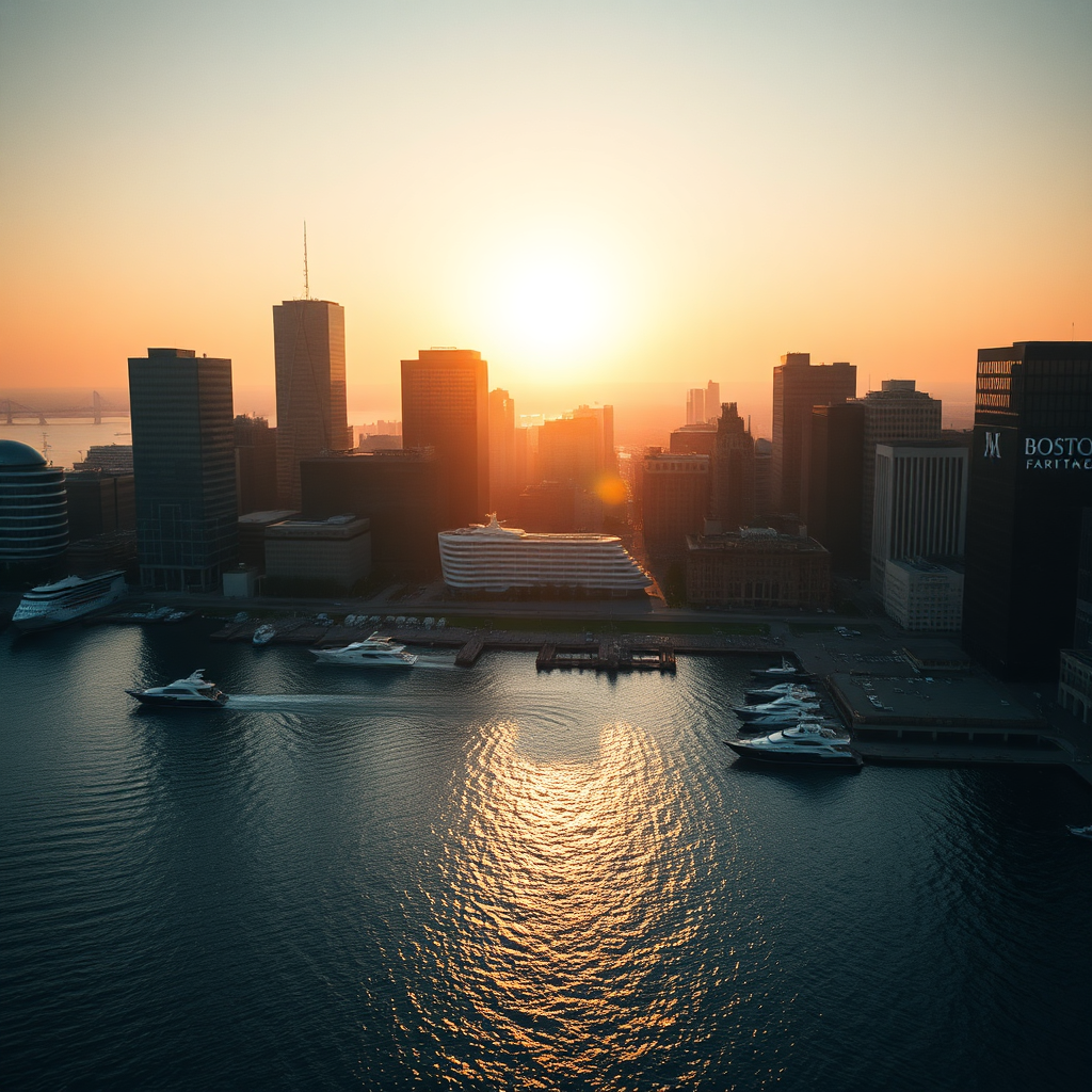 Aerial view of Boston Harbor