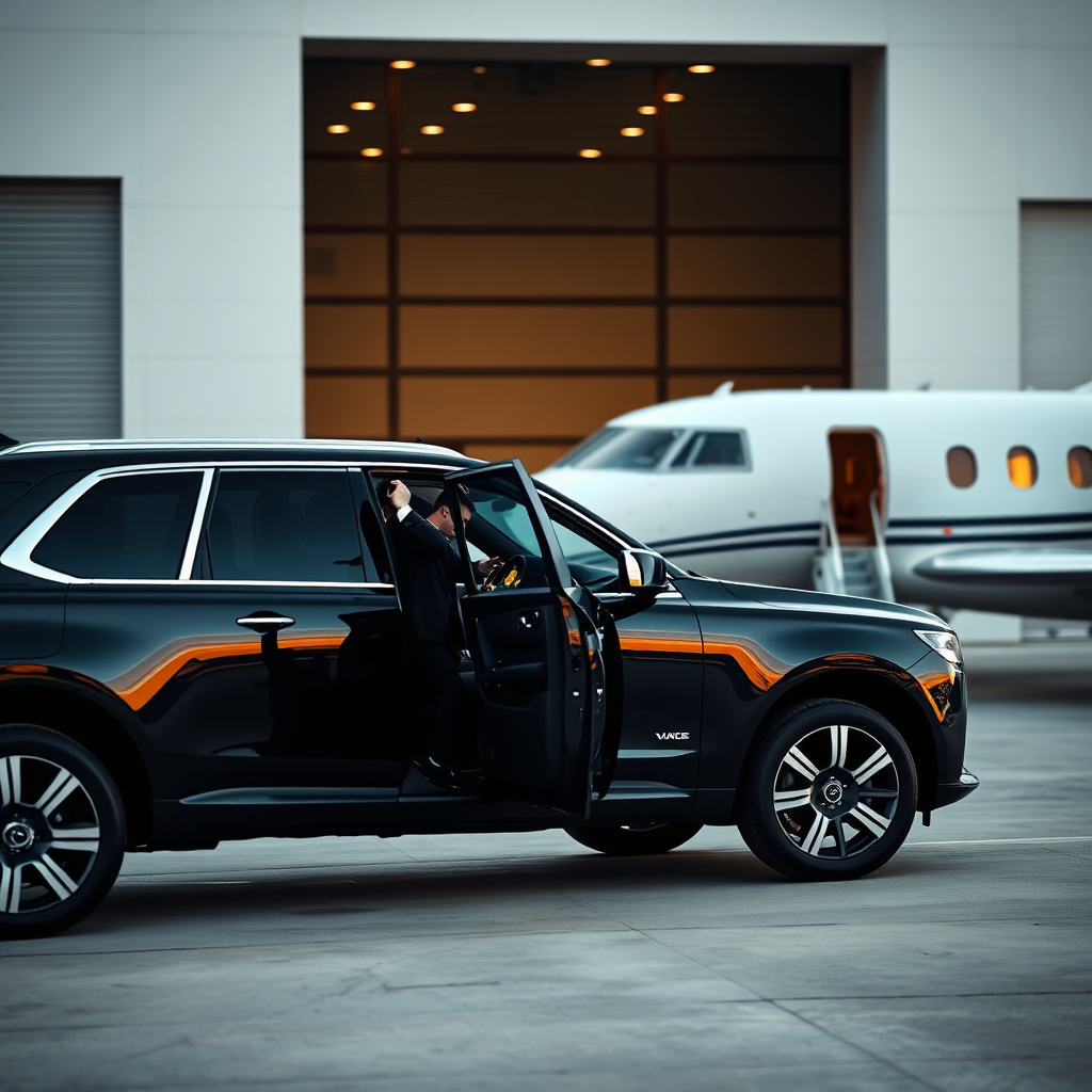 Chauffeur arrival at private terminal