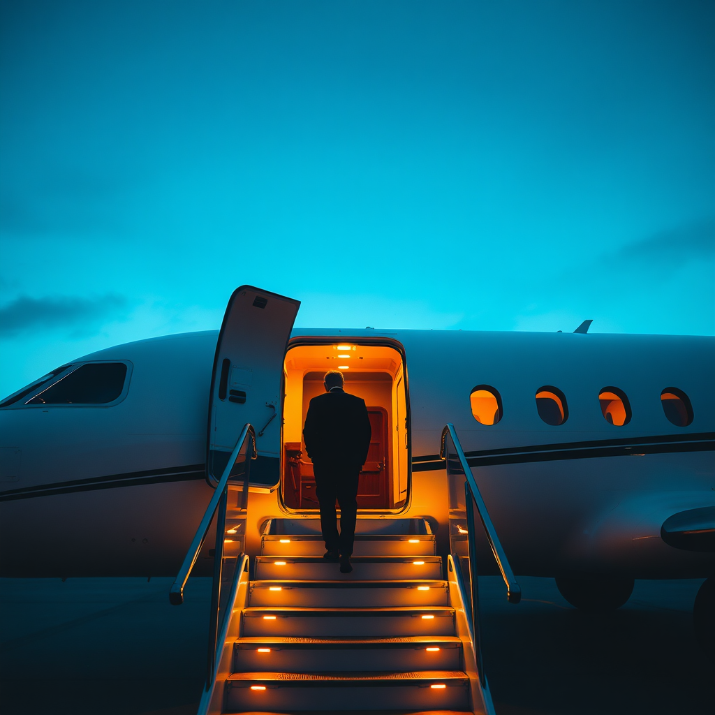 Evening boarding of private jet