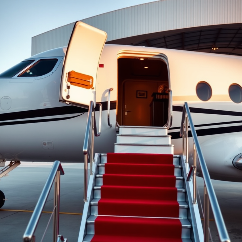 Boarding a private jet