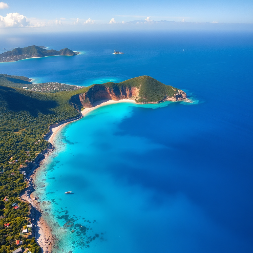 Aerial view of St Barts approach