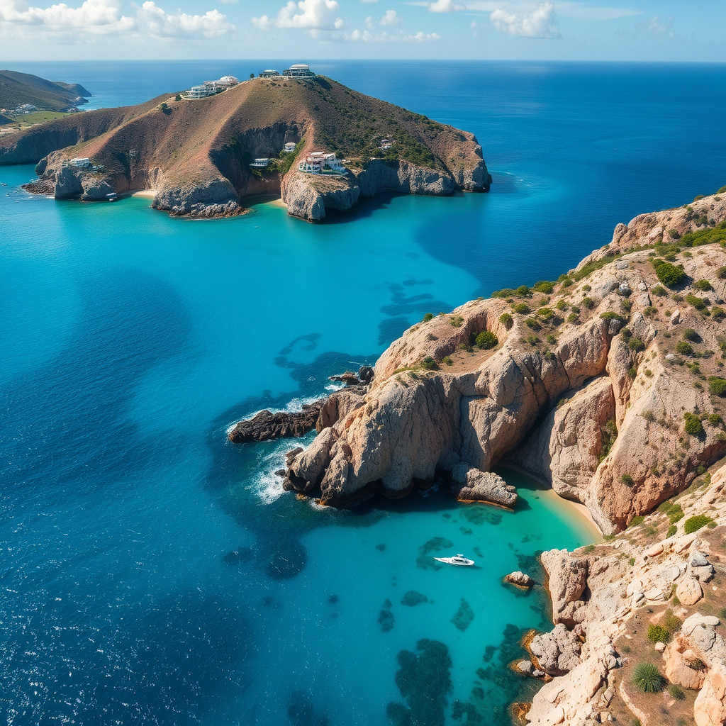 Aerial view of St. Barts coastline
