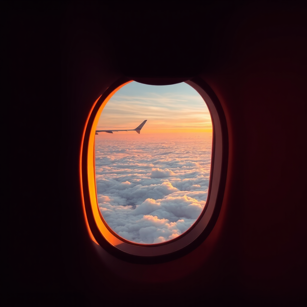 Aerial view from private jet window