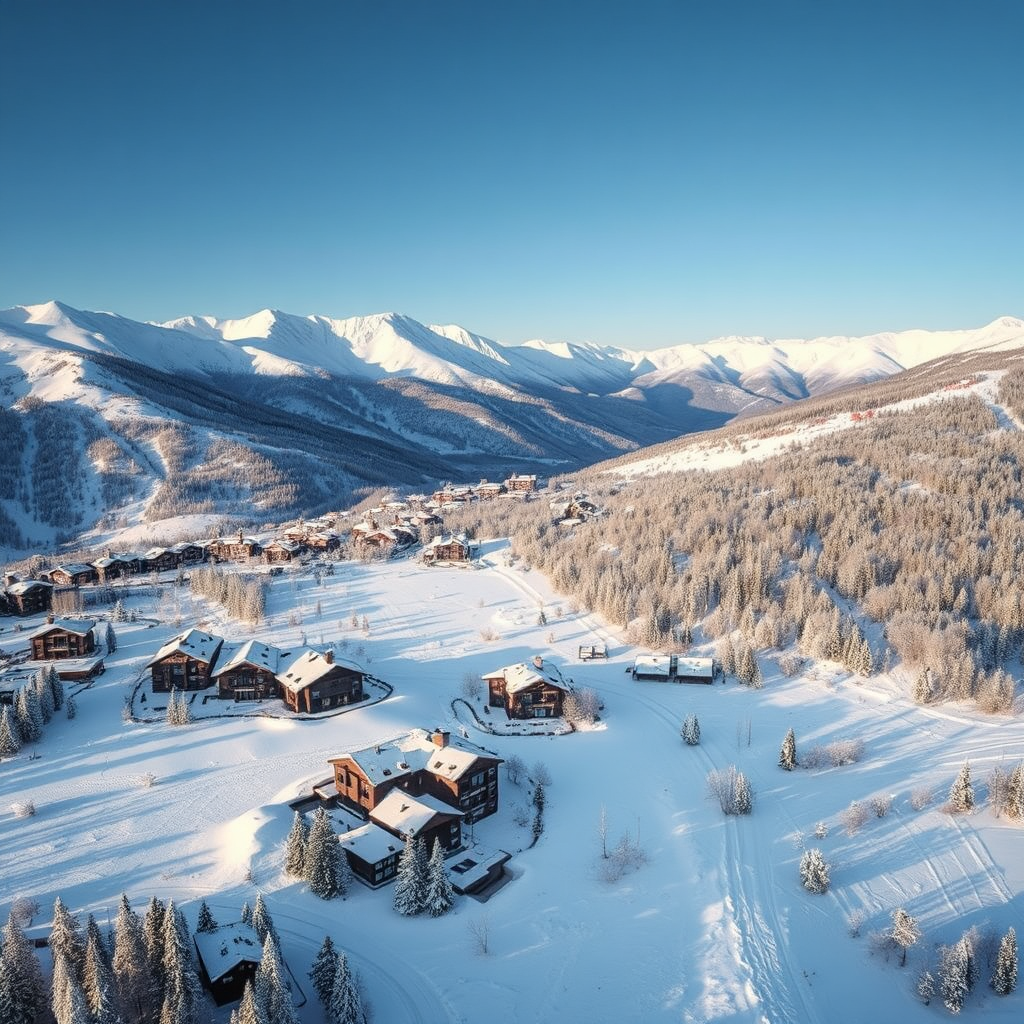 Aerial view of Aspen mountains and airport