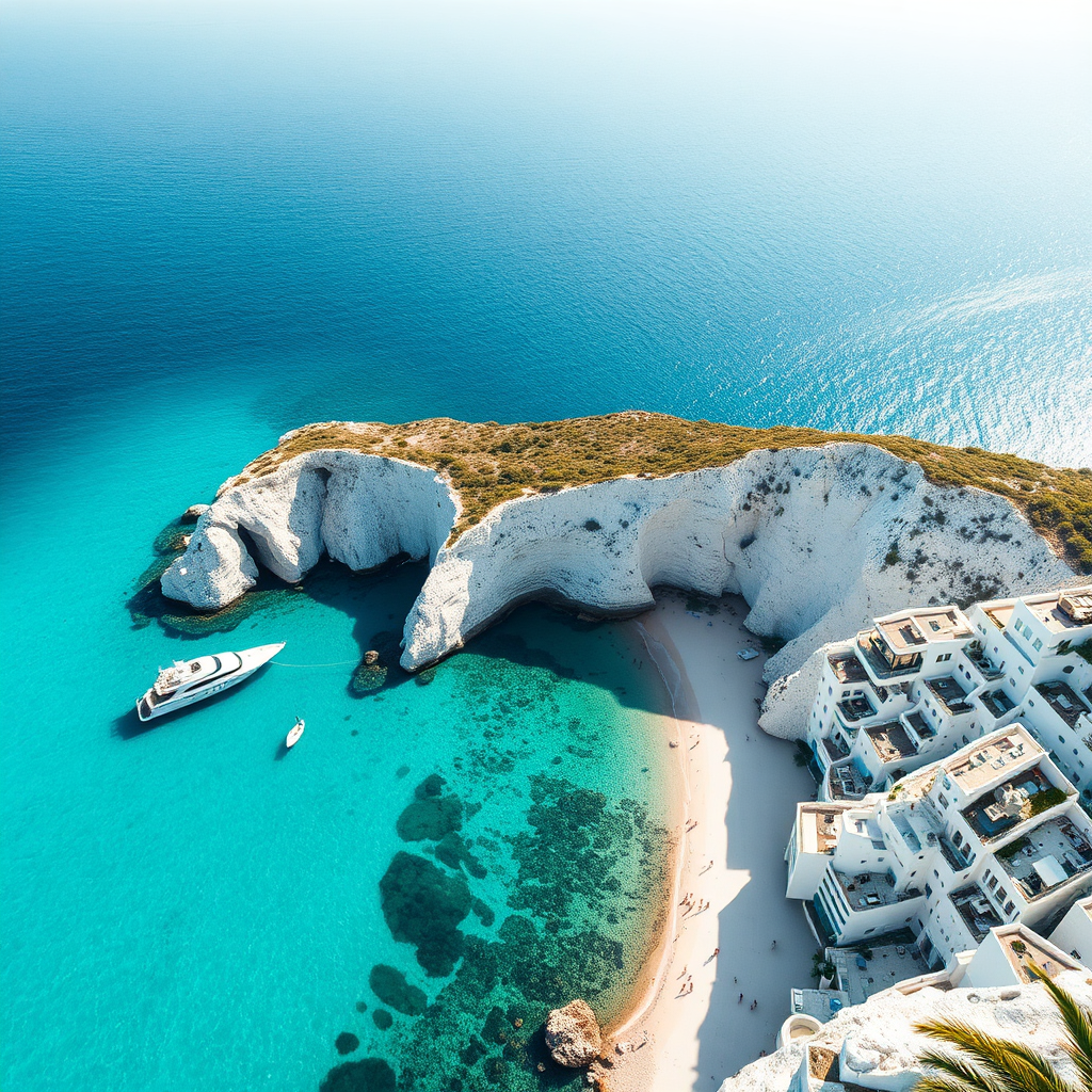 Ibiza coastline aerial view