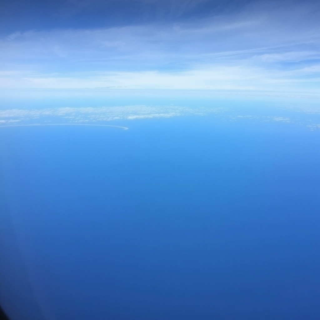 Aerial view of Atlantic Ocean crossing