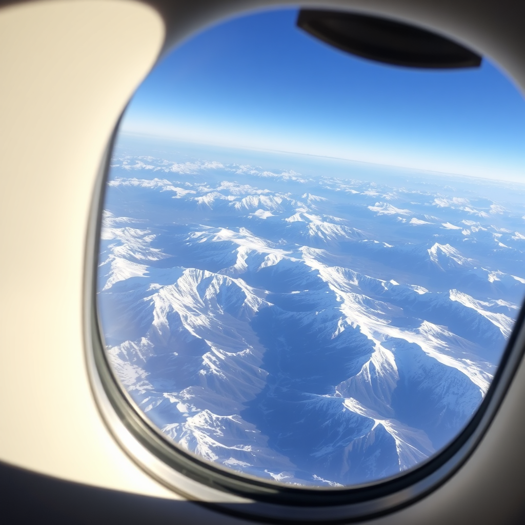 Mountain view from jet window