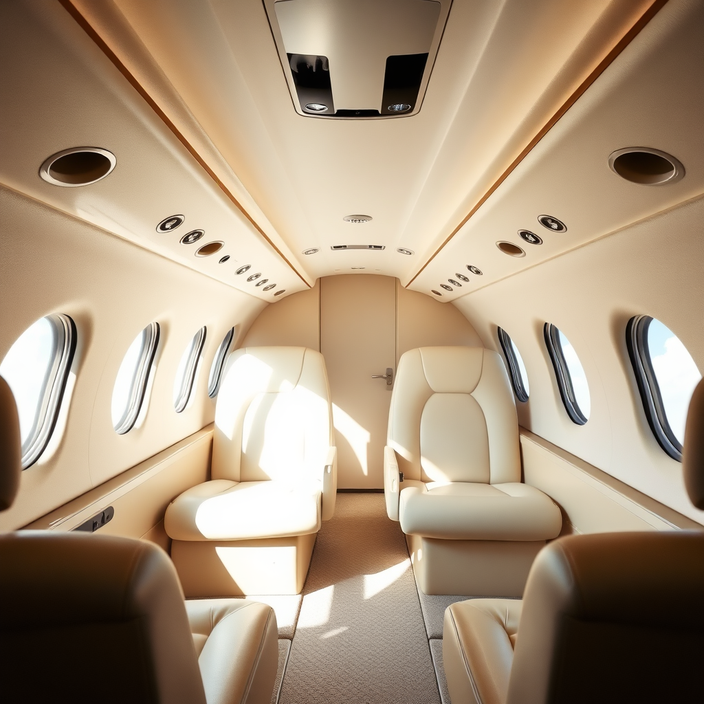Private jet cabin interior
