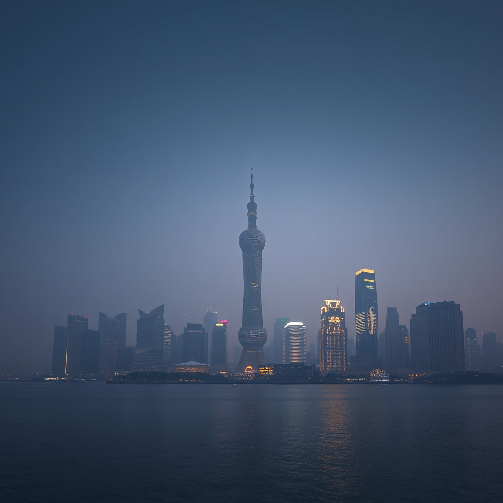 Shanghai skyline at evening