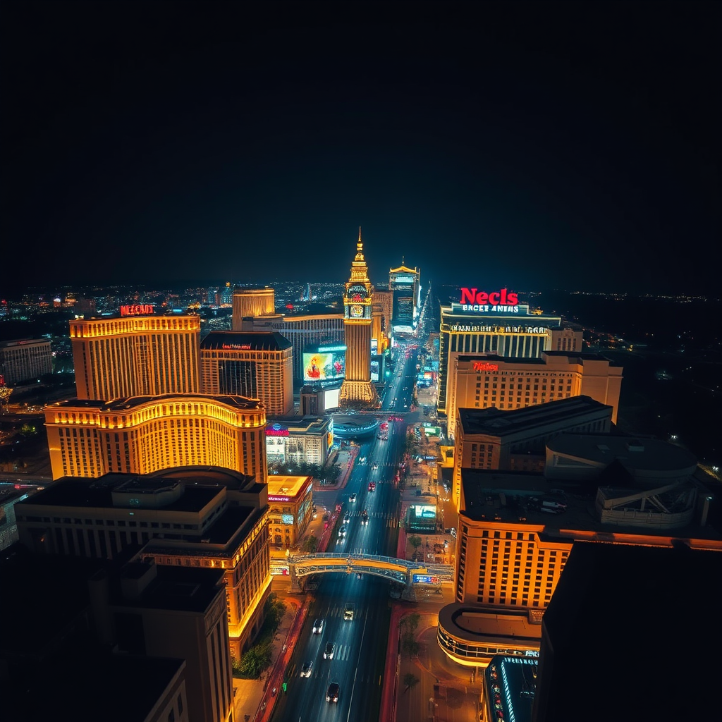 Las Vegas Strip night aerial