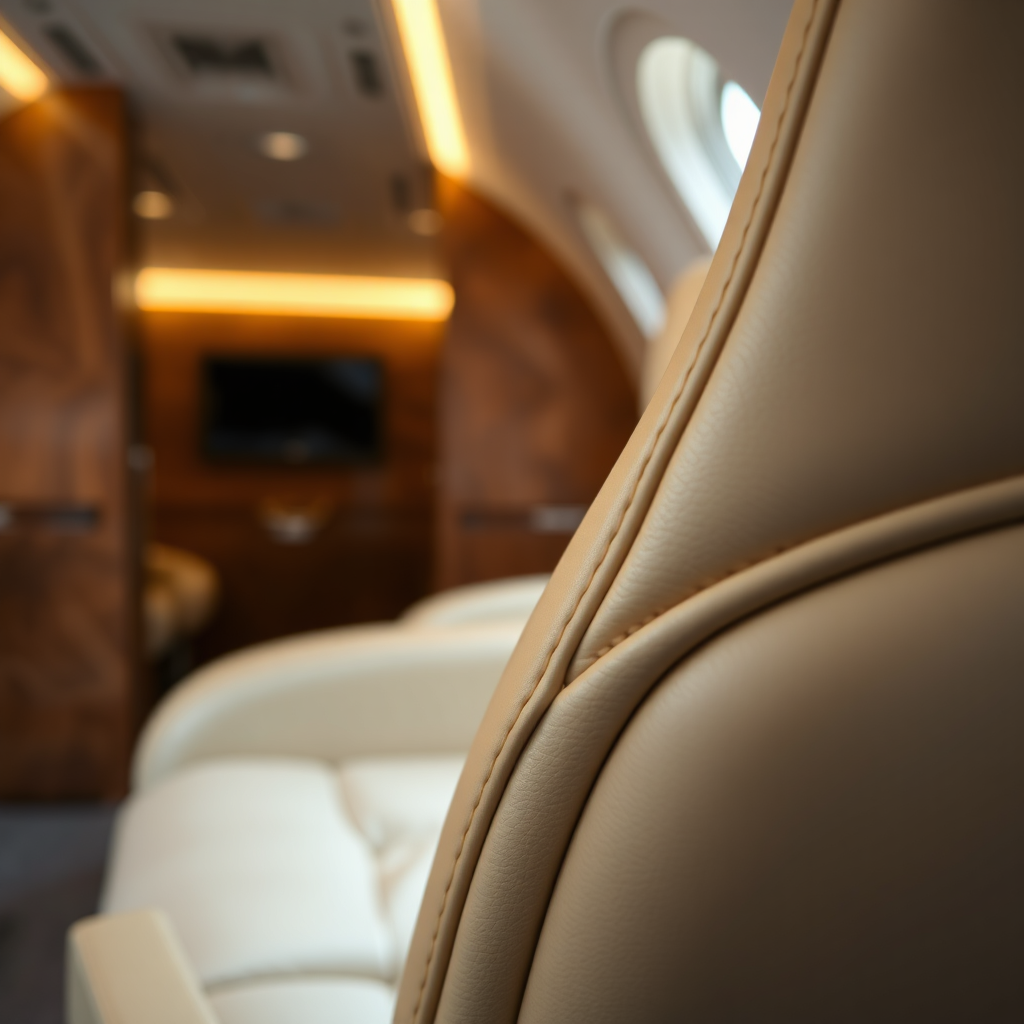 Private jet interior detail