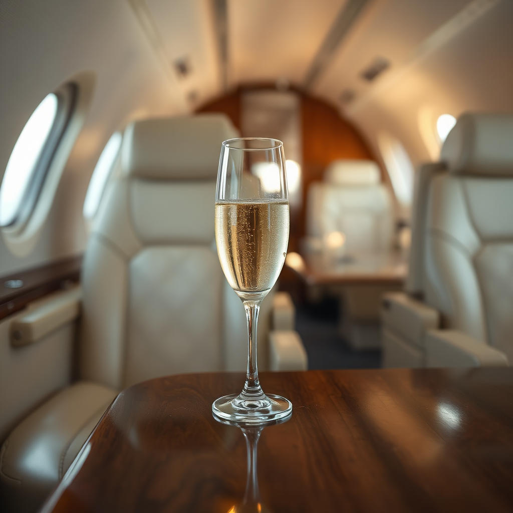 Refined detail of private jet cabin