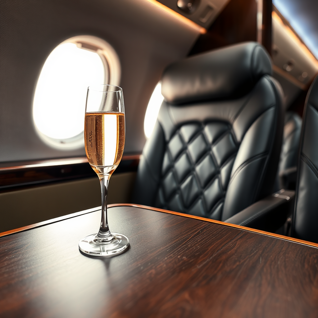 Luxury private jet cabin details