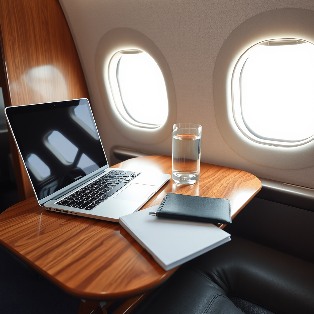 Private jet inflight workspace