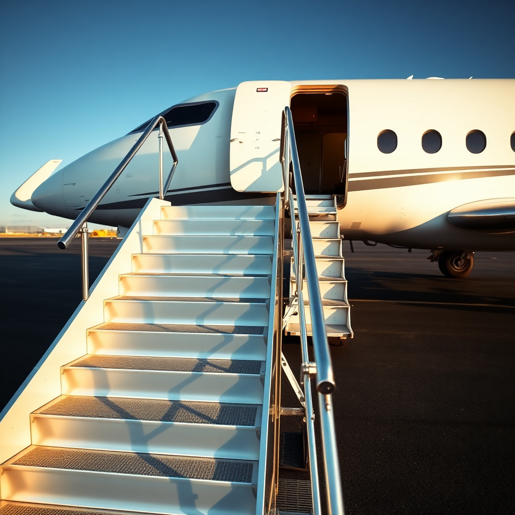 Boarding private jet