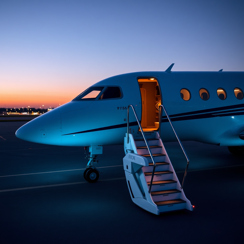 Boarding private jet