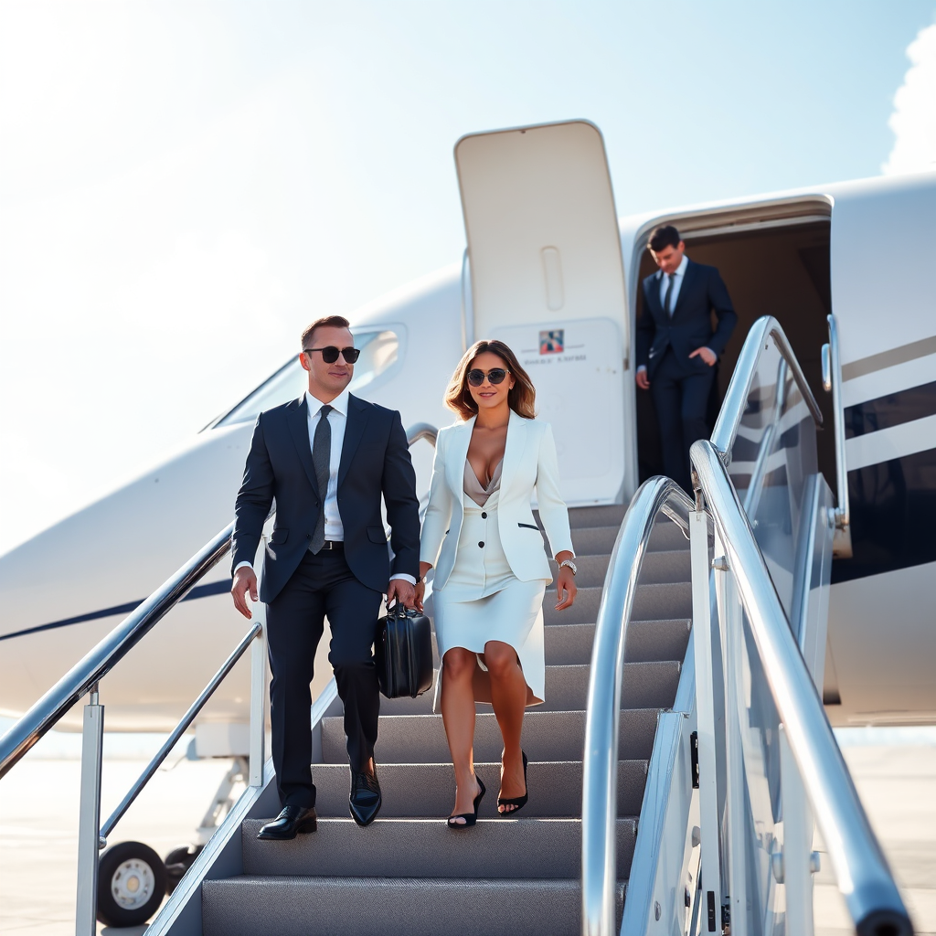 Boarding private jet