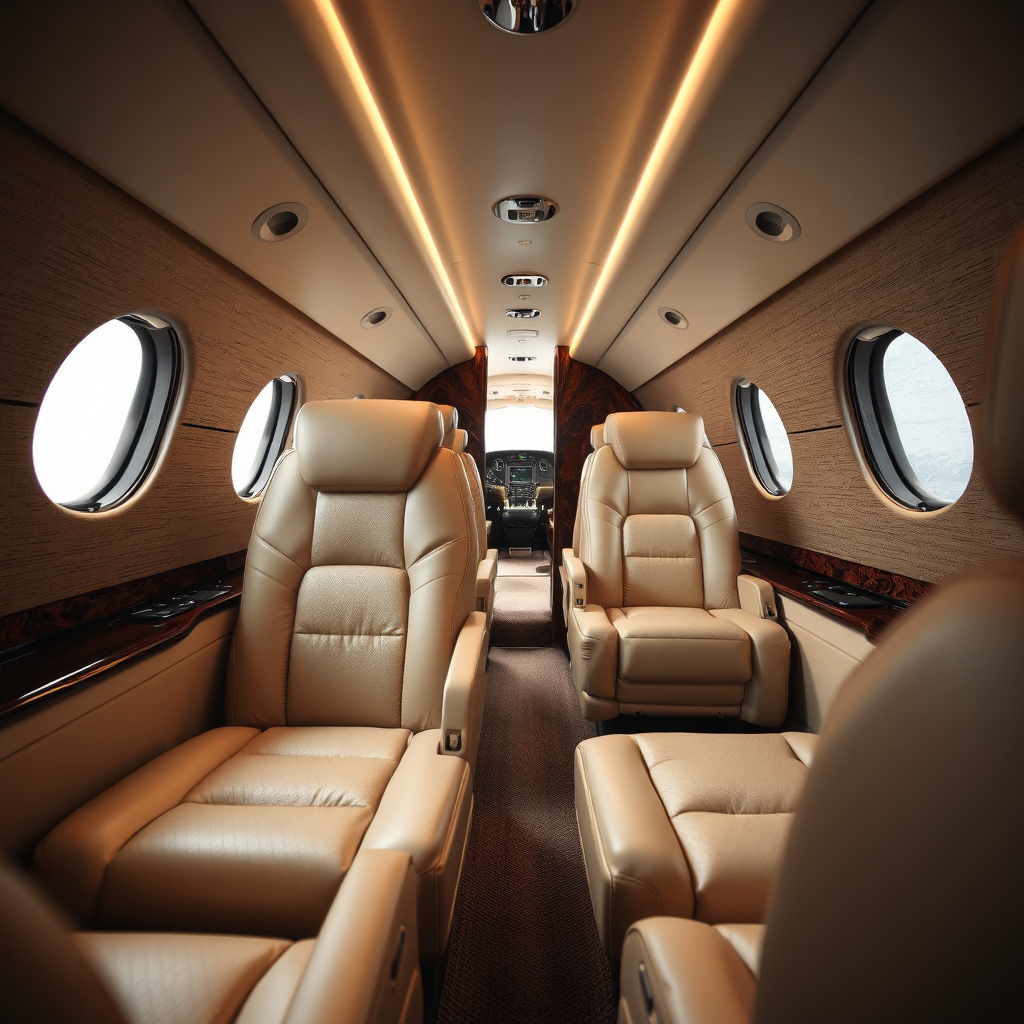 Luxury private jet cabin details