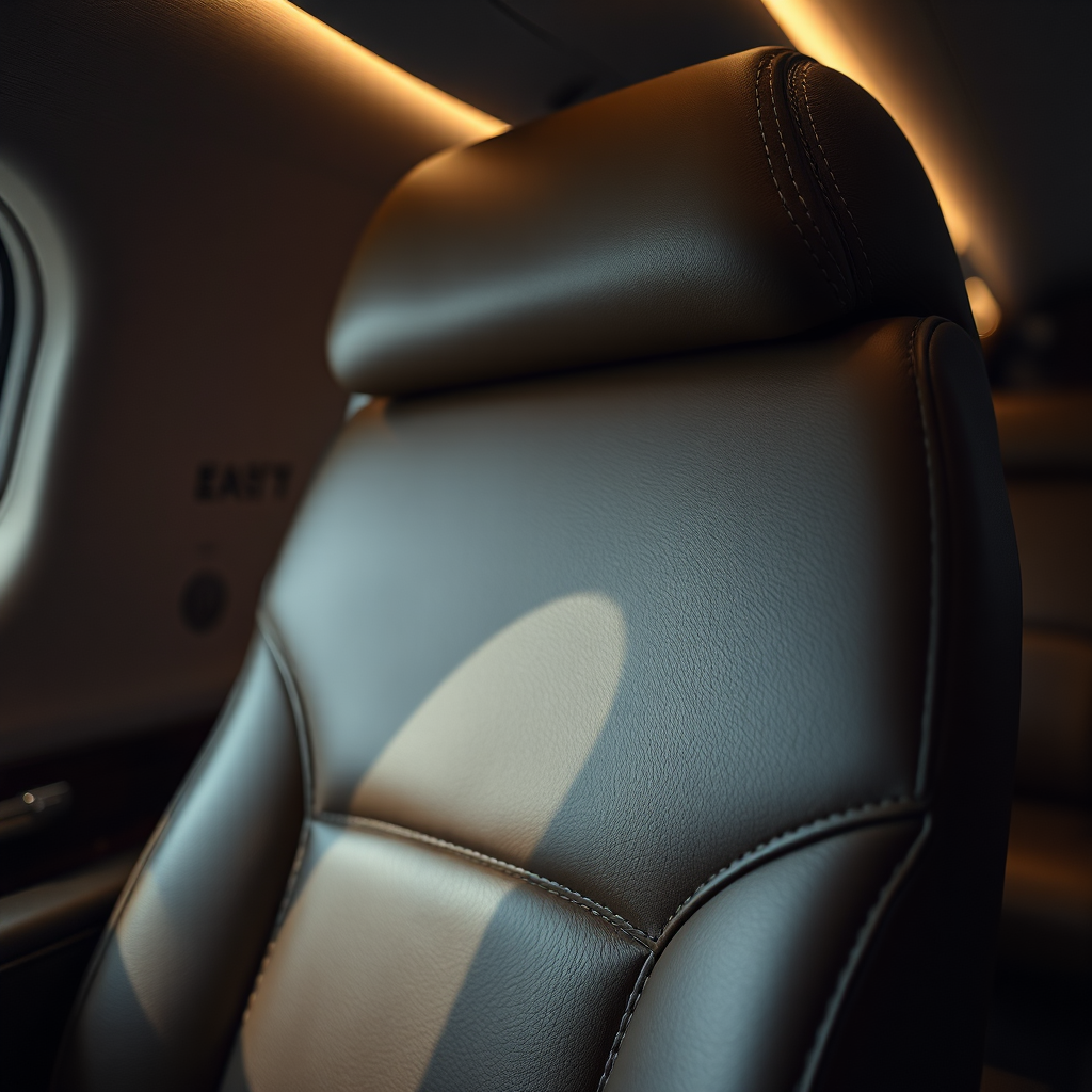 Private jet cabin detail