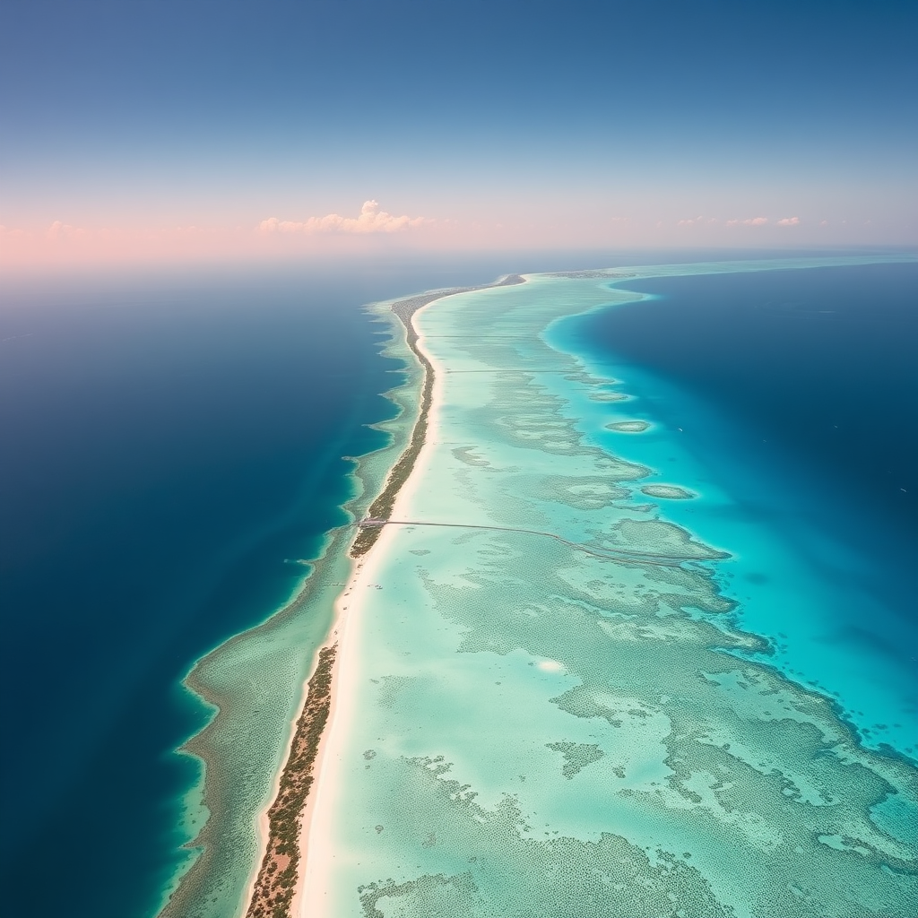 Aerial view of Florida to Bahamas transition