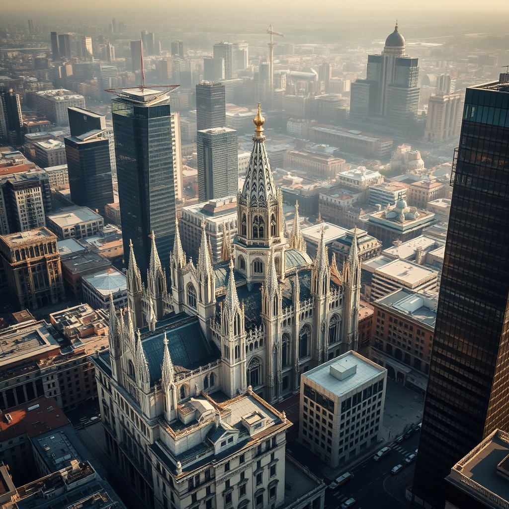 Aerial view of Milan skyline