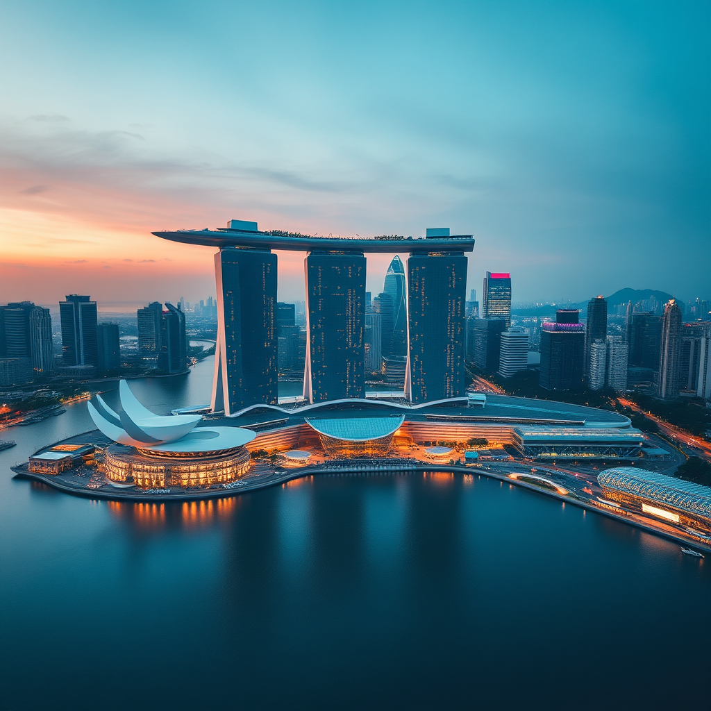 Aerial view of Singapore Marina Bay