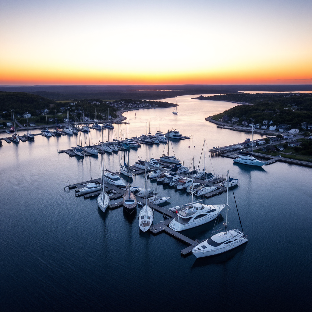 Aerial view of Nantucket Harbor